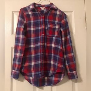 XS Aeropostale red, white, and blue collared flannel
